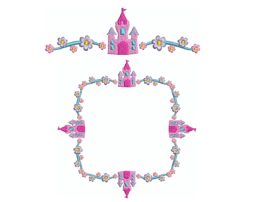 Princess border 5 machine filled embroidery instant  etsy