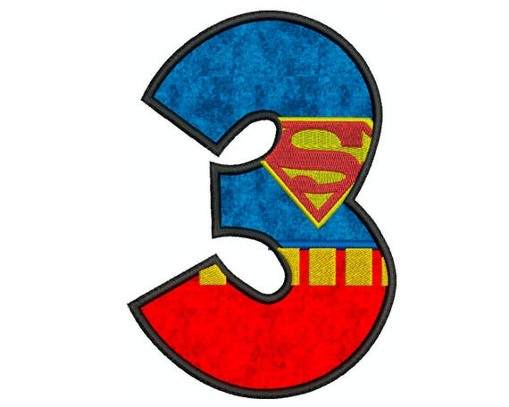 superman number 3 machine applique embroidery instant etsy