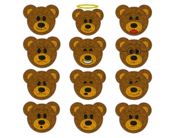 emoji bears machine applique