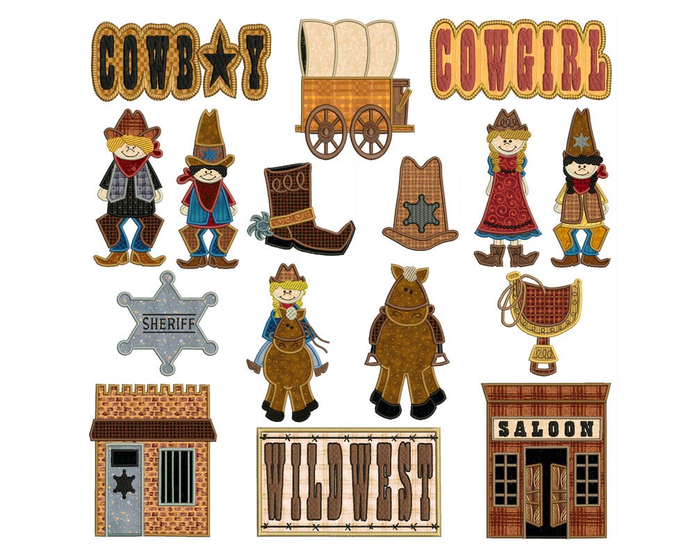 WESTERN Machine Applique Embroidery Instant Digital | Etsy
