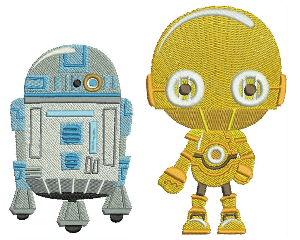 R2D2 & C3Po Machine Filled Embroidery 2 Patterns in 3 Etsy