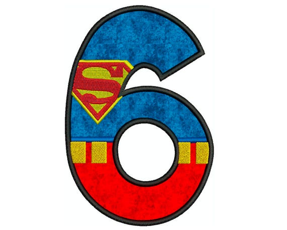 superman number 6 machine applique embroidery instant etsy