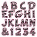 Pink Zebra Print Alphabet & Numbers - Machine Embroidery - Instant Digital Download