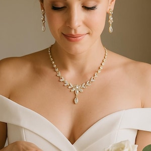 Gold Crystal Bridal Jewelry Set, Wedding Jewelry Set, Bridal crystal jewelry, Bridal Accessories