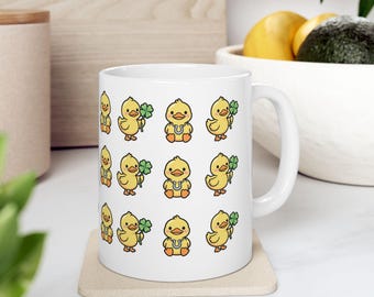 Cute Lucky DUCKY Ducklings Mug | Ceramic Coffee Cup for tea grandma mom mama dad gift duck animal lovers