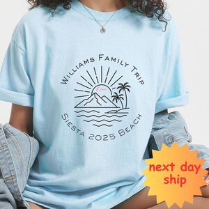 Personalized Family Beach Vacation Shirt, Summer 2025 Shirt, Family Name Matching Tee Family Beach Trip,Custom Group Trip Tee,Comfort Colors