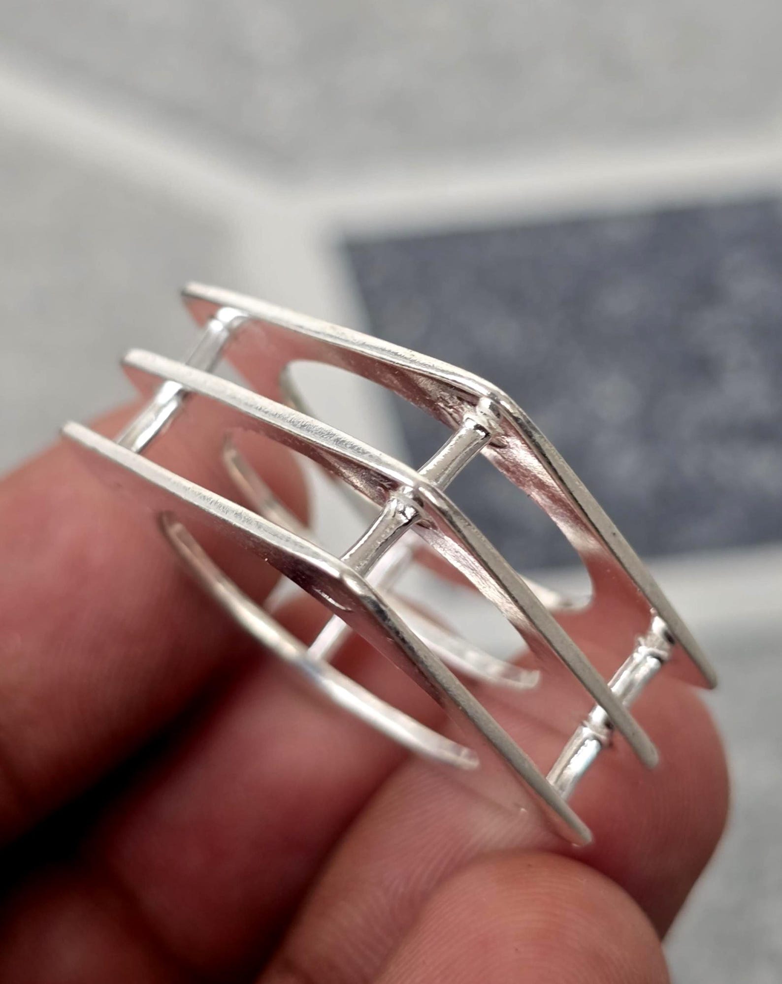 Handcrafted Square Rings (3) Set of Band Ring 925 Sterling Silver Rings ...