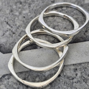 Minimalist 2mm Square 925 Sterling Silver Geometric Ring Set of 4, Square Band Ring, Geometric Square Ring, Stacking Ring Simple Square Ring