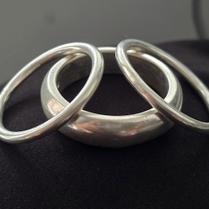 3 Set Dome Ring 925 Sterling Silver Minimalist Ring, Designer Unique Style Ring, Boho Ring Chunky Dome Ring Wide Band Thumb Ring Jewelry