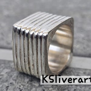 Square Ring Nut Bolt Ring Solid 925 Sterling Silver Geometric Rings Rings For Mens & Women Handmade Chunky Ring Rectangle Ring Thumb Ring