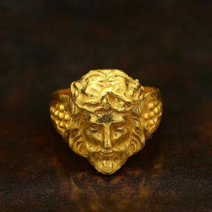 Gold Jesus Face Ring | Religious Statement Ring for Men | Bold Christian Jewelry | Faith Inspired Gift