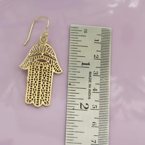 Brass Hamsa Hand Dangle Earring, Unique Hamsha Earrings, Spiritual Jewelry, Statement Earrings, Handmade Amulet Earrings, Women Earrings