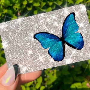 Carta di credito con debito Ultra Bling Reflective Skin, la carta originale Ultra Ice Skin, da utilizzare solo con il rubinetto, informazioni sul retro (farfalla)