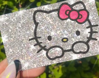 Glitter Pink Cat Credit Card Skin, Reflective Decal