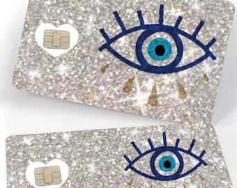 Bling Reflective Credit Card Skin, Evil Eye Design
