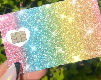 Ultra Bling Glitter Kreditkartenhaut, reflektierender Aufkleber Regenbogen