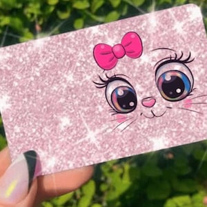 Carta di credito con pellicola riflettente Ultra Bling, la carta di credito originale Ultra Ice, da utilizzare solo con il rubinetto, informazioni sul retro (gatto rosa)