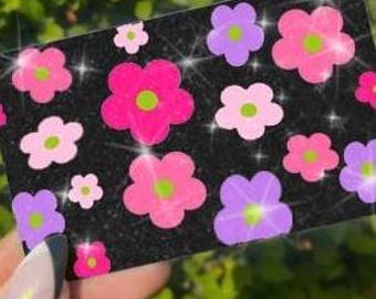 Reflective Black Flower Credit Card Skin, Tap Only