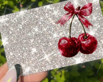 Cherry Coquette Glitter Kreditkartenhaut, reflektierender Aufkleber