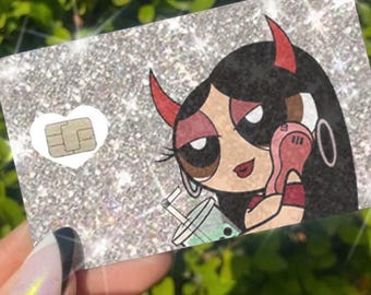 Ultra Bling Teufel-Mädchen Kreditkarten-Haut, reflektierender Aufkleber