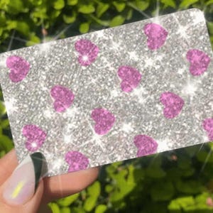 Carta di credito con debito Ultra Bling Reflective Skin, l'originale Ultra Ice Skin, da utilizzare solo con il rubinetto, informazioni sul retro (cuore)