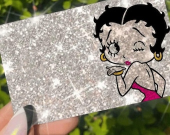 Adhesivo reflectante para tarjeta de crédito con brillo de Betty Boop