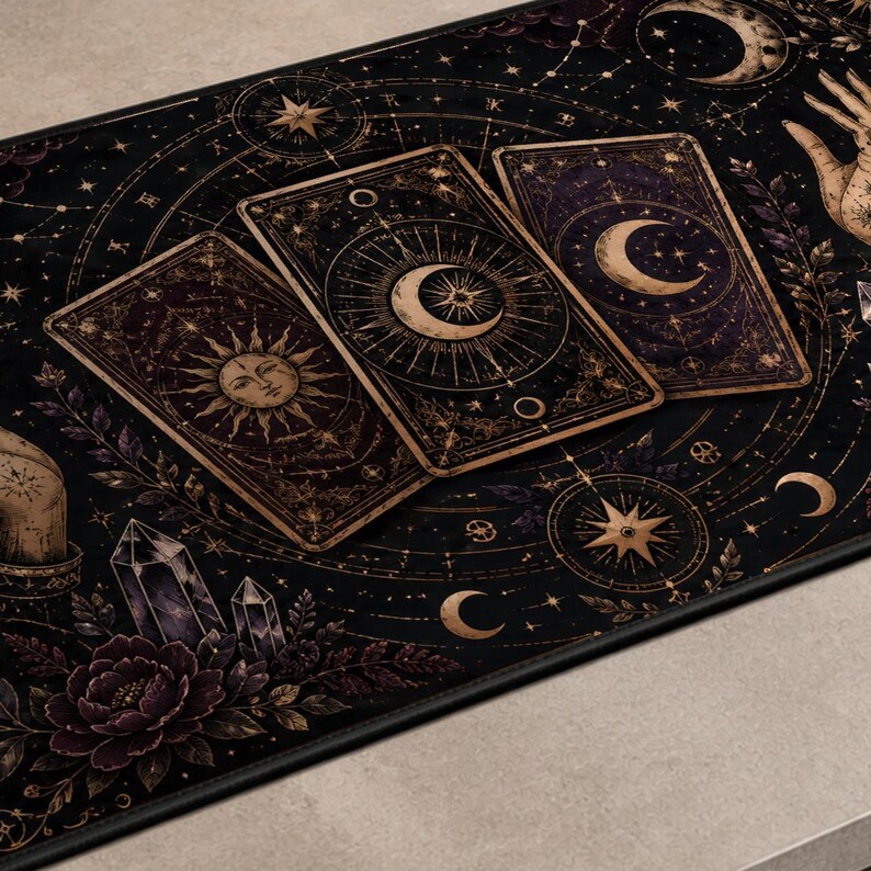 Close-up of the printed artwork on Tarot Desk Mat