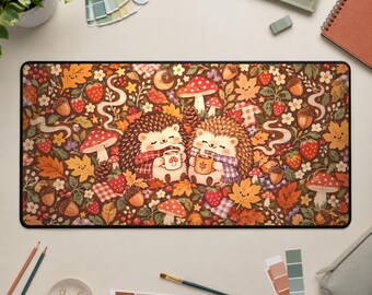 Tappetino da scrivania a forma di riccio, tappetino per mouse autunnale in stile kawaii, decorazione per ufficio carina e accogliente