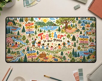 Regali economici per riunioni di famiglia: tappetino da scrivania, tappetino per mouse con mappa del campeggio di famiglia, ricordo della riunione.