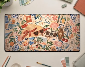 Tappetino da scrivania per viaggio tra ragazze, tappetino per mouse da viaggio, decorazione per ufficio a tema vacanza Y2K