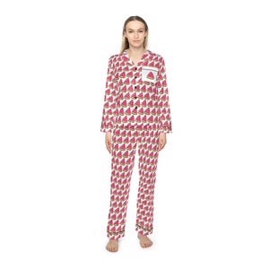 Vibrant Women's Satin Pajamas Set, Cozy Sleepwear, Fun Gift for Her, Holiday Loungewear, Stylish Nightwear, Relaxing Pajamas