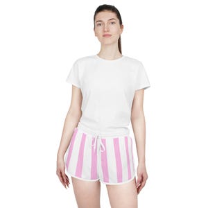 Shorts for Women, Pink Striped Relaxing Lounge Shorts, Sleepwear, Summer Apparel, Beachwear, Comfy PJ Bottoms