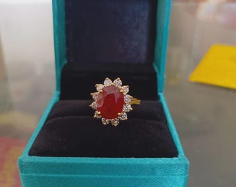 Natural Ruby Engagement Ring, 925 Sterling Silver Ruby Ring, July Birthstone Promise Ring for Her gemstone jewellery Gift For Her