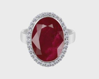 Natural Ruby Ring for Women, Sterling Silver Ruby Engagement Ring, Red Gemstone Bridal Jewelry gemstone jewellery Gift For Her