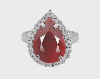 925 Sterling Silver Natural Ruby Engagement Ring, July Birthstone Ring, Romantic Gift for Her gemstone jewellery Gift For Her