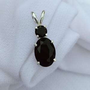 Sterling Silver Black Onyx Pendant Necklace: Minimalist Oval Gemstone