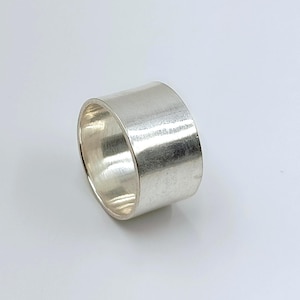 Handmade Wide Sterling Silver Band Ring: Matte Finish, Unisex