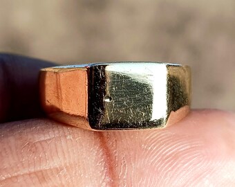 Anello con sigillo in ottone fatto a mano / Anello in ottone minimalista con parte superiore quadrata / Anello artigianale in stile vintage per uomo e donna