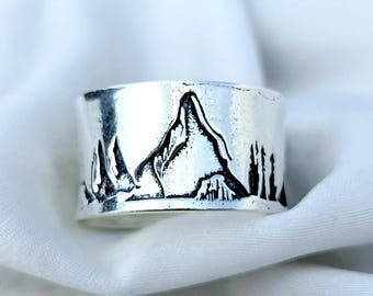 Handgjord bergsring i 925 sterlingsilver: Naturinspirerade äventyrssmycken