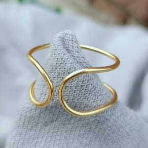 Handmade Adjustable Gold Plated Wire Ring | Minimalist Open Band Ring | Boho Statement Jewelry