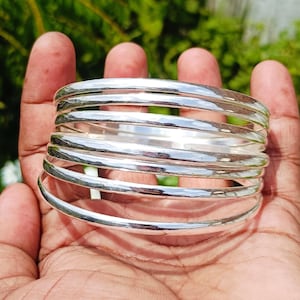 Handmade Sterling Silver Bangle Set: Minimalist Stackable Bracelets