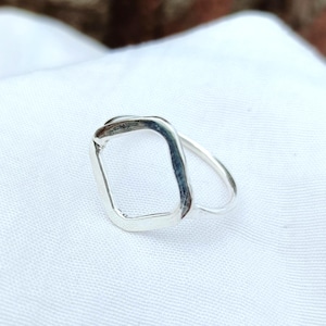 Oxidized Sterling Silver Square Ring: Geometric Minimalist Jewelry