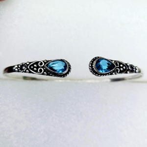 925 sterlingzilveren armband met blauwe topaas: verstelbare edelsteenarmband