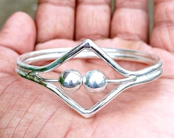 Modern-925Sterling-Silver Bangle | Minimalist Silver-Bracelet | Stackable-Geometric Cuff | Everyday Arm-Candy | Gift for Her