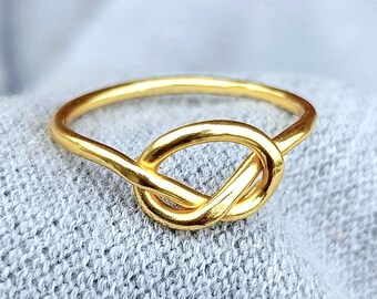Handgemaakte gouden knoopring: 14K vergulde minimalistische beloftering