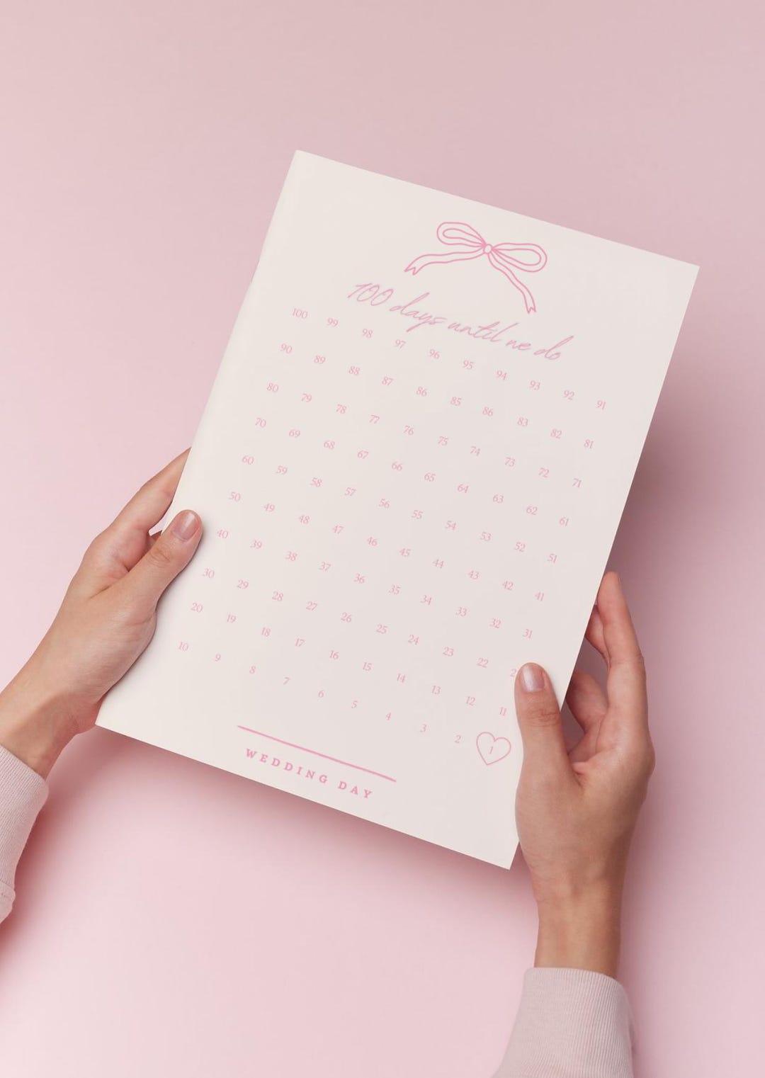 Romantic Countdowns 100 Day Wedding Countdown Calendar – Pink Bows | Romantic Engagement ...