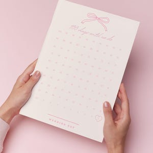 100 Tage Hochzeits-Countdown-Kalender – Rosa Schleifen | Romantische Verlobung Geschenk | Hochzeit Planer Dekor | Braut-zu-Be Countdown-Zeichen |