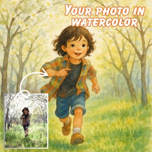 Personalised Watercolor Kid’s portrait, Custom Children’s Watercolor Art, From Personal Photo, Family Gift, Unique, Cute, Digital Download