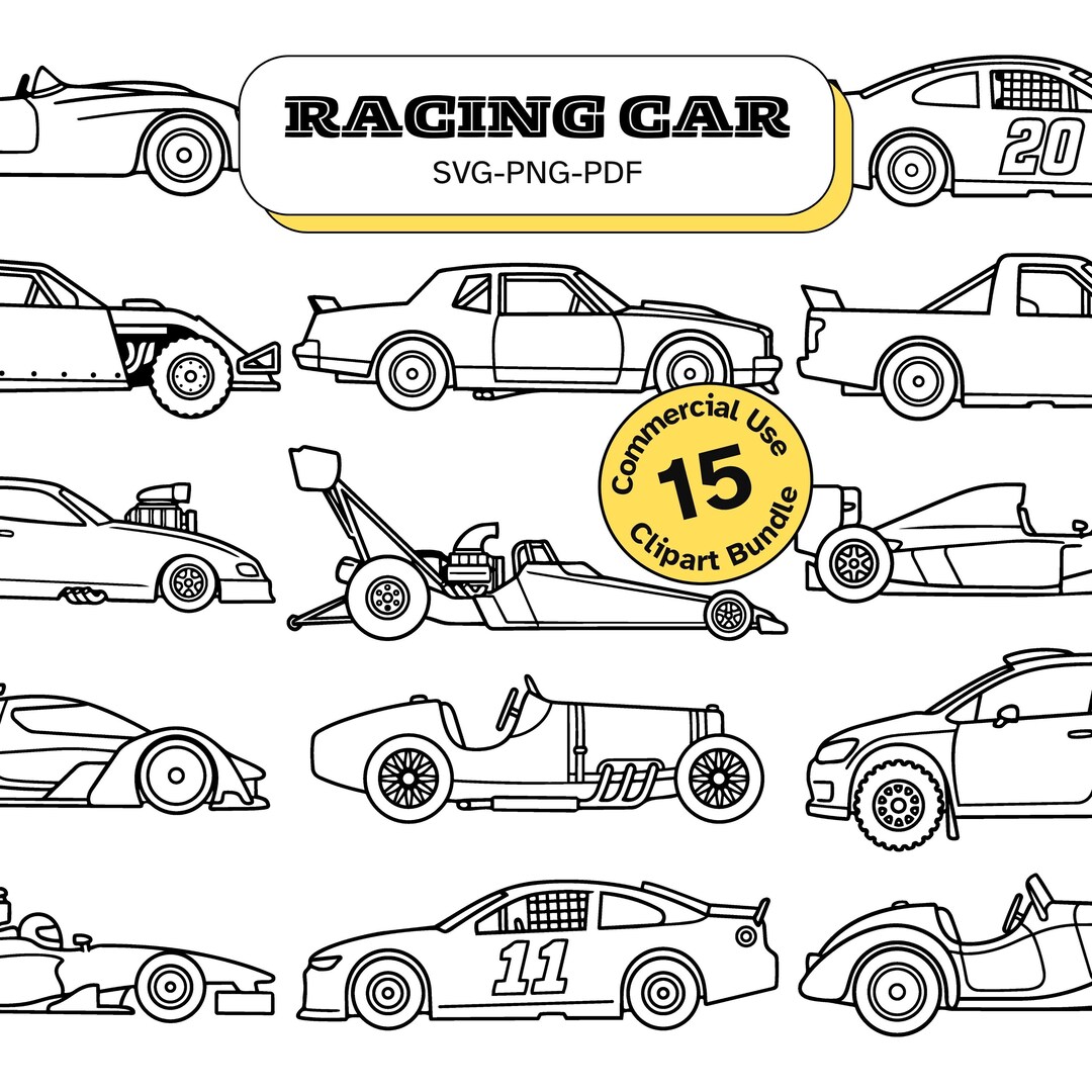 Race Car SVG Clipart Bundle | Formula, Stock, Rally & Vintage (digital ...