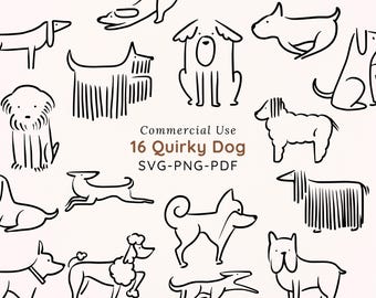 Abstrakt hundlinjekonst SVG-paket: Udda husdjursdesigner (digital nedladdning)